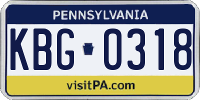 PA license plate KBG0318