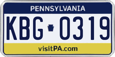PA license plate KBG0319