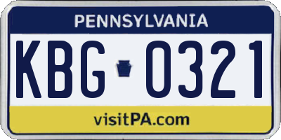PA license plate KBG0321
