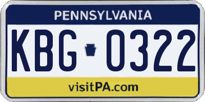 PA license plate KBG0322