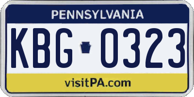 PA license plate KBG0323