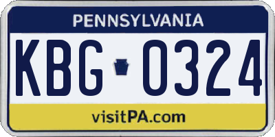 PA license plate KBG0324