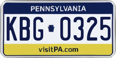 PA license plate KBG0325