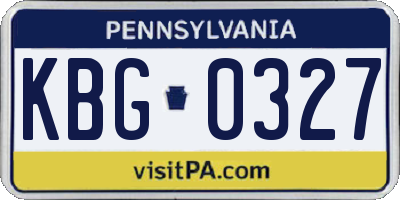 PA license plate KBG0327