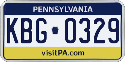 PA license plate KBG0329