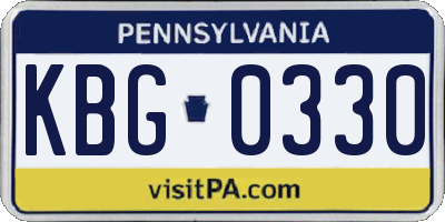 PA license plate KBG0330