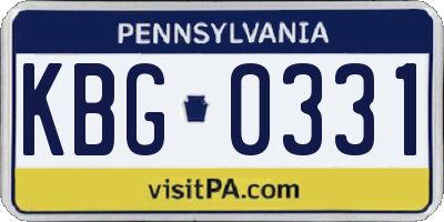 PA license plate KBG0331