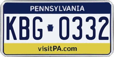 PA license plate KBG0332