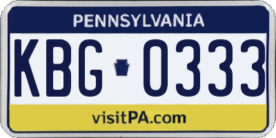 PA license plate KBG0333