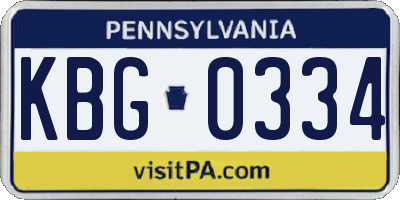 PA license plate KBG0334