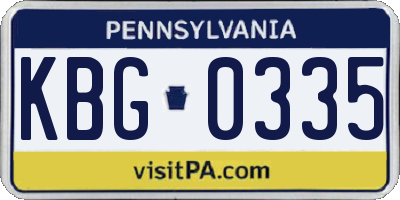 PA license plate KBG0335