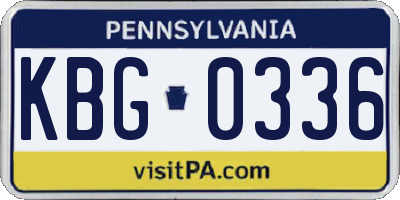 PA license plate KBG0336