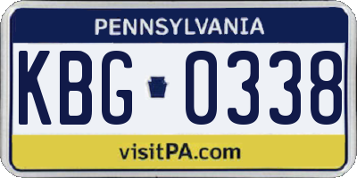 PA license plate KBG0338