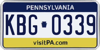 PA license plate KBG0339