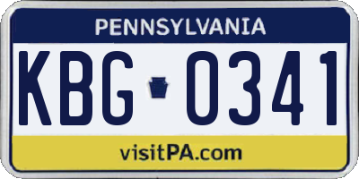 PA license plate KBG0341