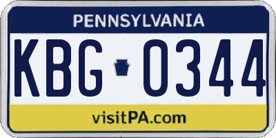 PA license plate KBG0344