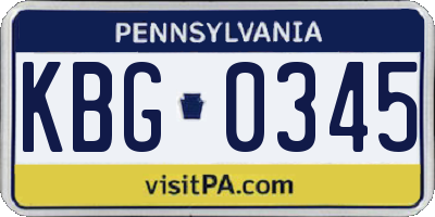 PA license plate KBG0345