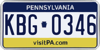 PA license plate KBG0346