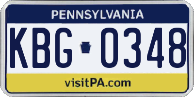 PA license plate KBG0348