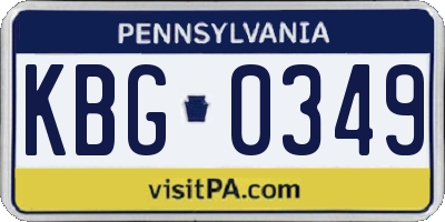PA license plate KBG0349