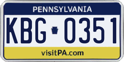 PA license plate KBG0351