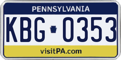 PA license plate KBG0353