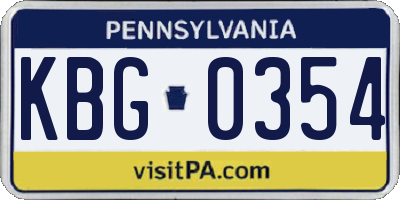 PA license plate KBG0354