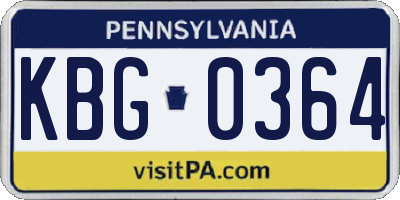 PA license plate KBG0364
