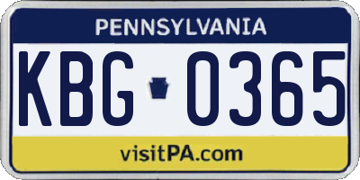 PA license plate KBG0365