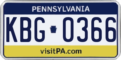 PA license plate KBG0366