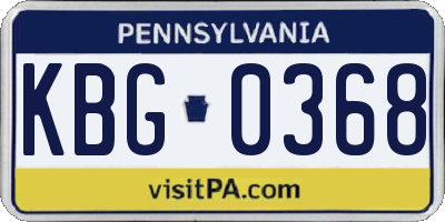 PA license plate KBG0368