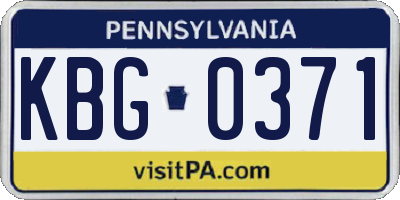 PA license plate KBG0371