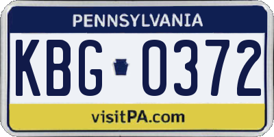 PA license plate KBG0372