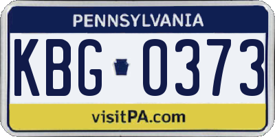 PA license plate KBG0373