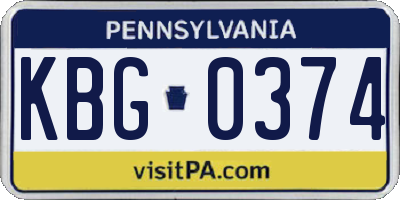 PA license plate KBG0374