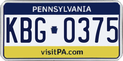 PA license plate KBG0375