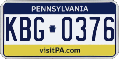 PA license plate KBG0376