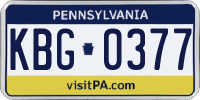 PA license plate KBG0377