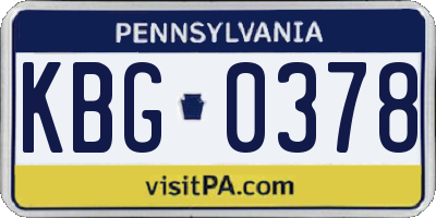 PA license plate KBG0378