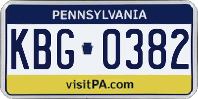 PA license plate KBG0382