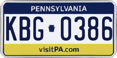 PA license plate KBG0386