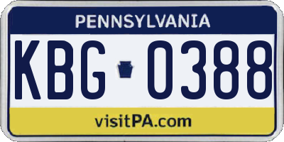 PA license plate KBG0388