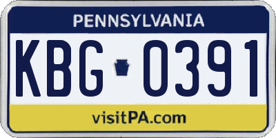 PA license plate KBG0391