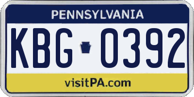 PA license plate KBG0392