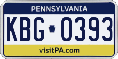 PA license plate KBG0393