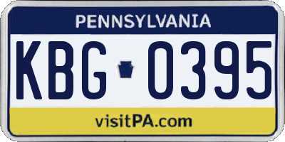 PA license plate KBG0395