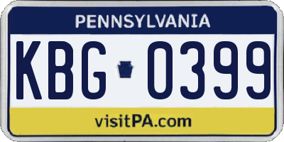PA license plate KBG0399