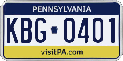 PA license plate KBG0401