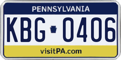 PA license plate KBG0406