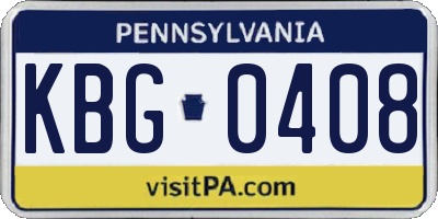 PA license plate KBG0408